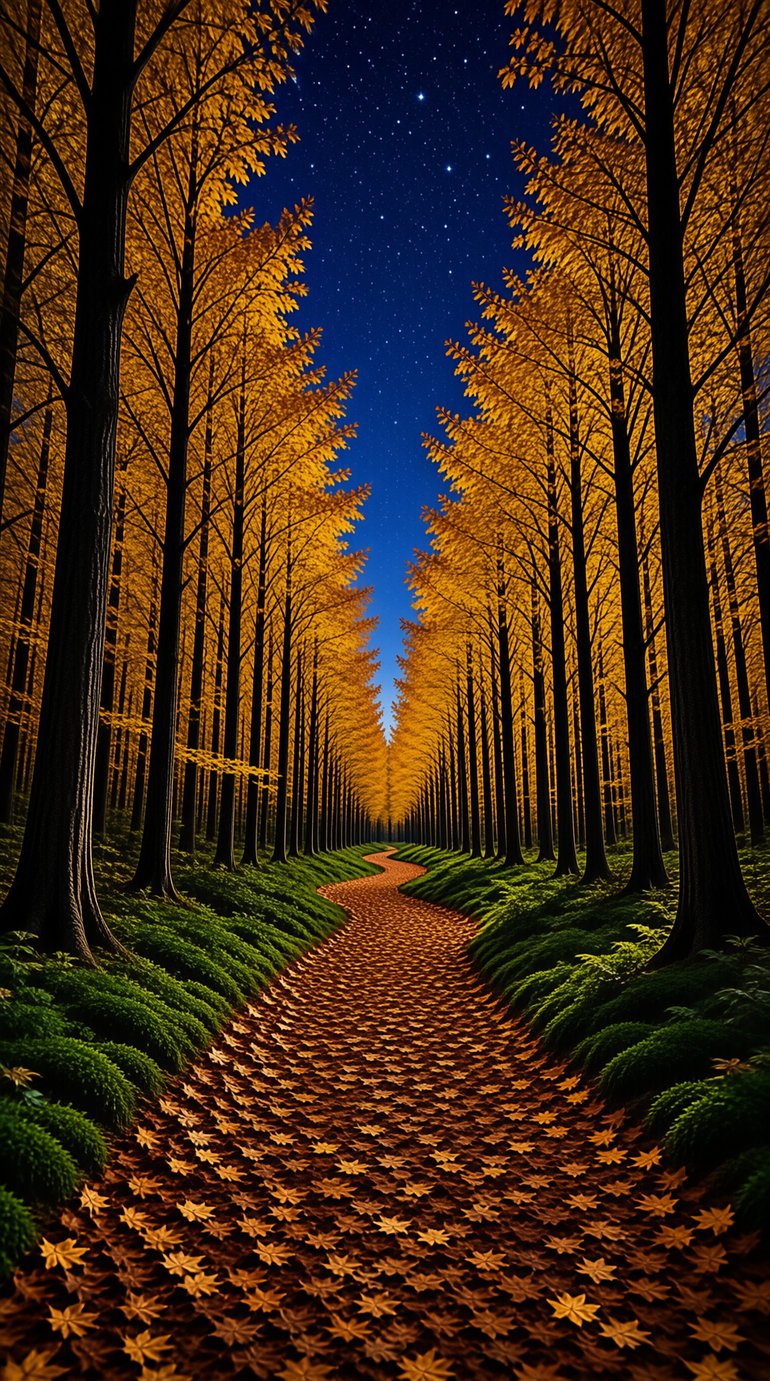 Starlit Autumn Forest Path