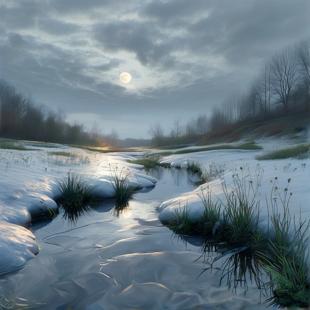 Moonlit Winter Stream