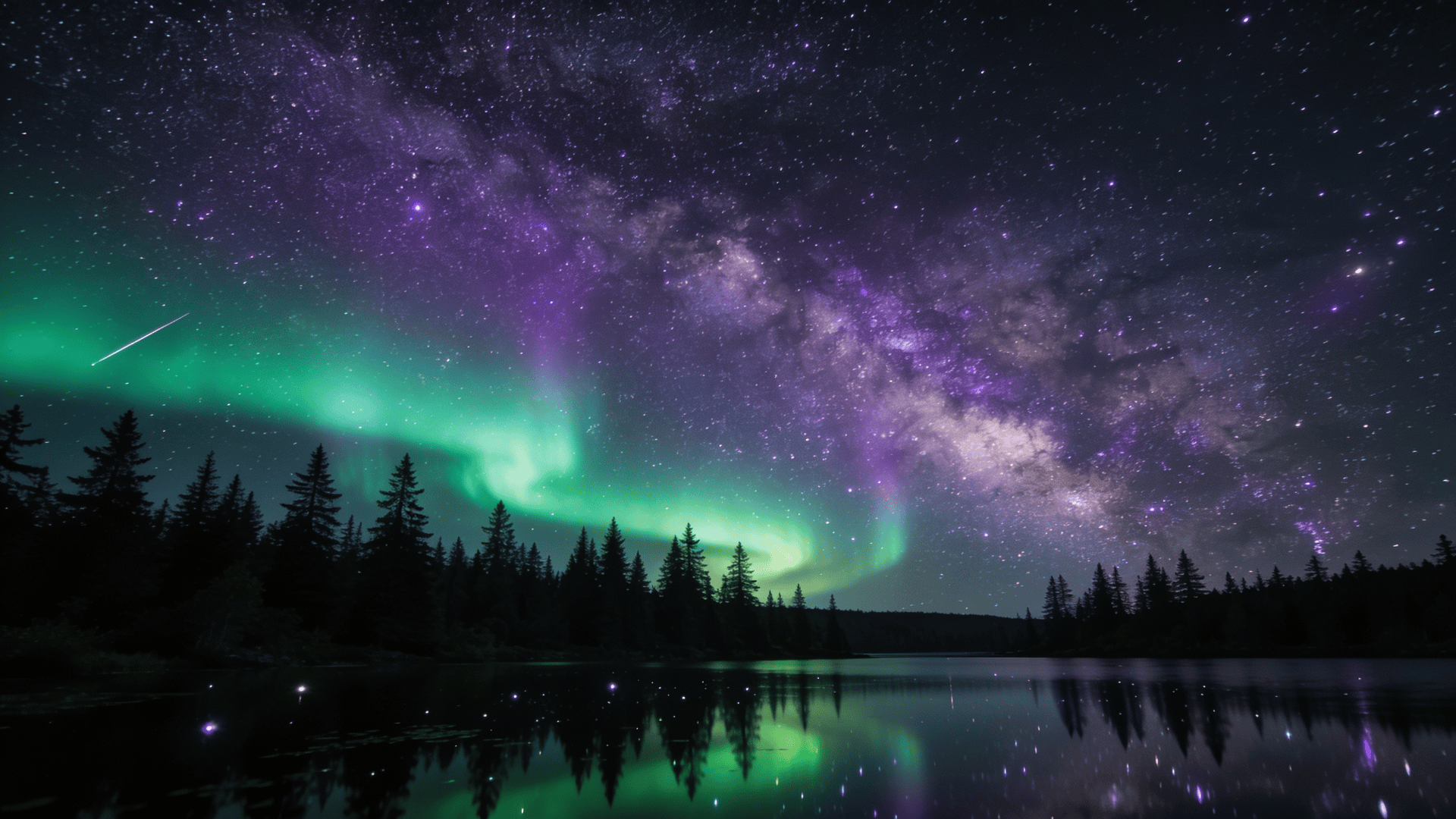 Galaxy Over Misty Mountain Silhouette