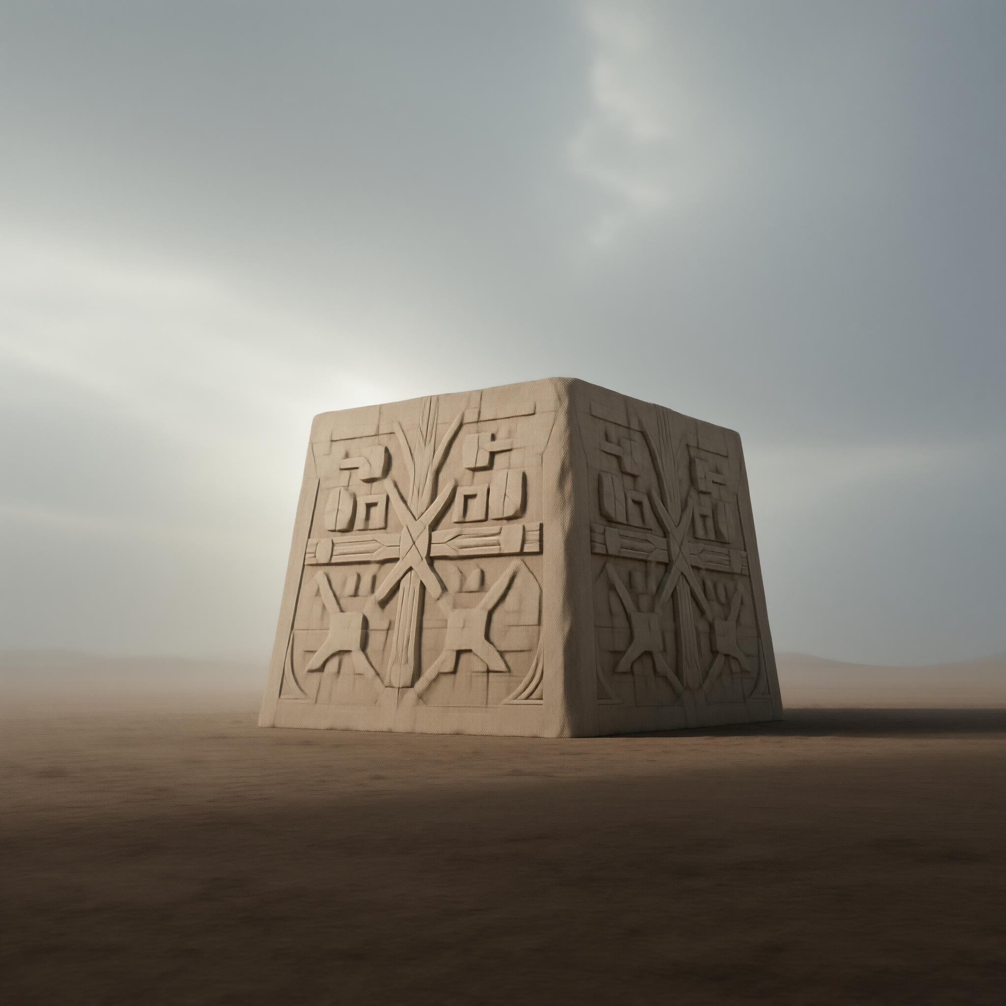 Desert Stone Cube Monolith