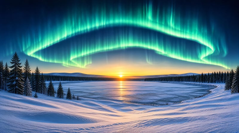 Northern Lights Over Frozen Lake