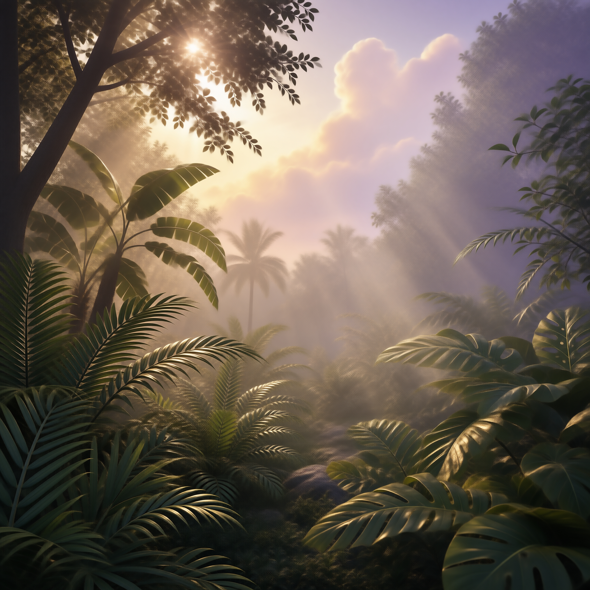 Sunlit Misty Jungle