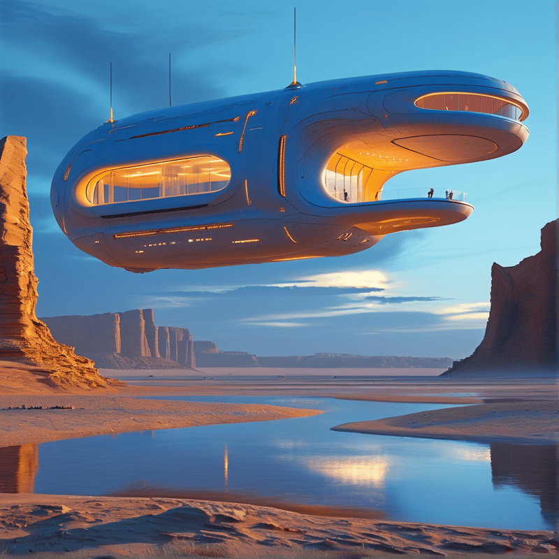 Floating Futuristic Desert Pod