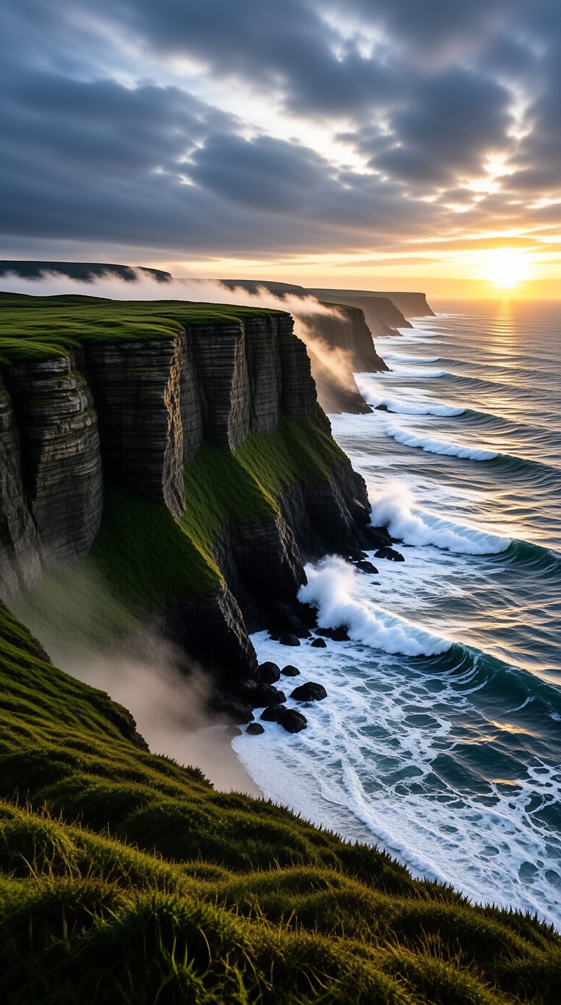 Sunset over Dramatic Cliffs
