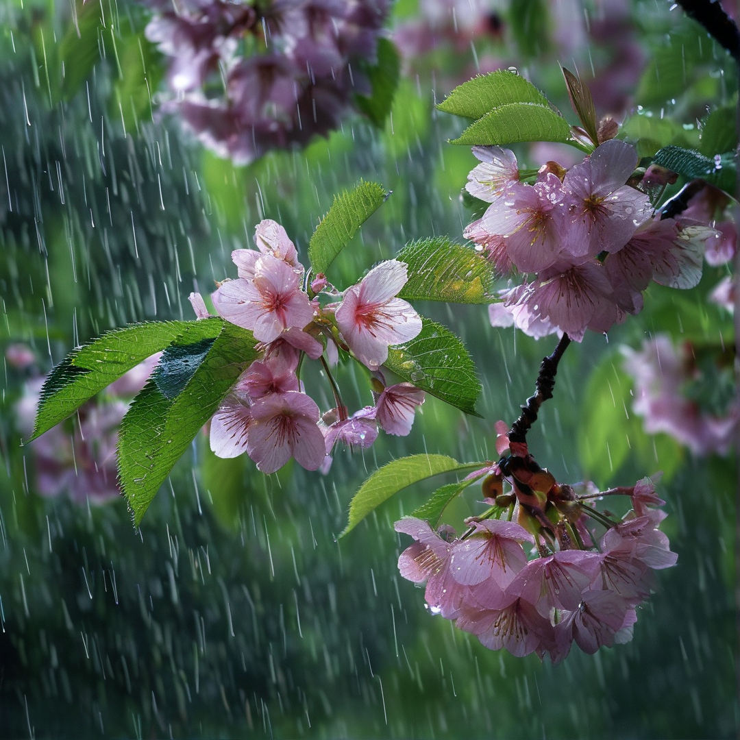 Cherry Blossoms in Rain