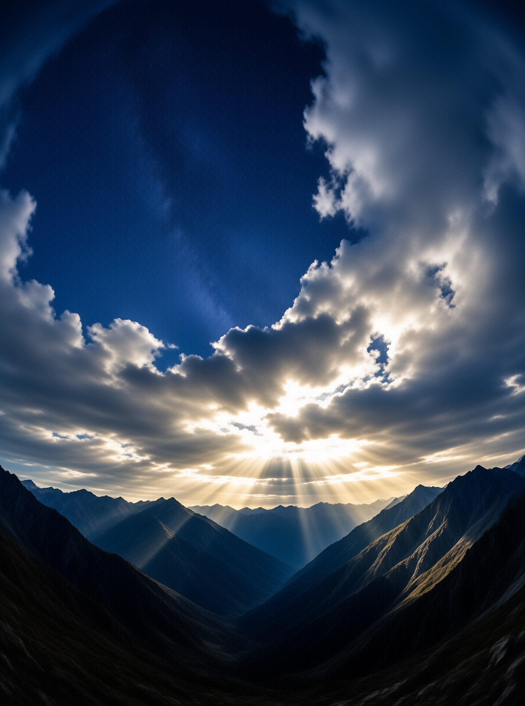 Sunbeams Over Mountains