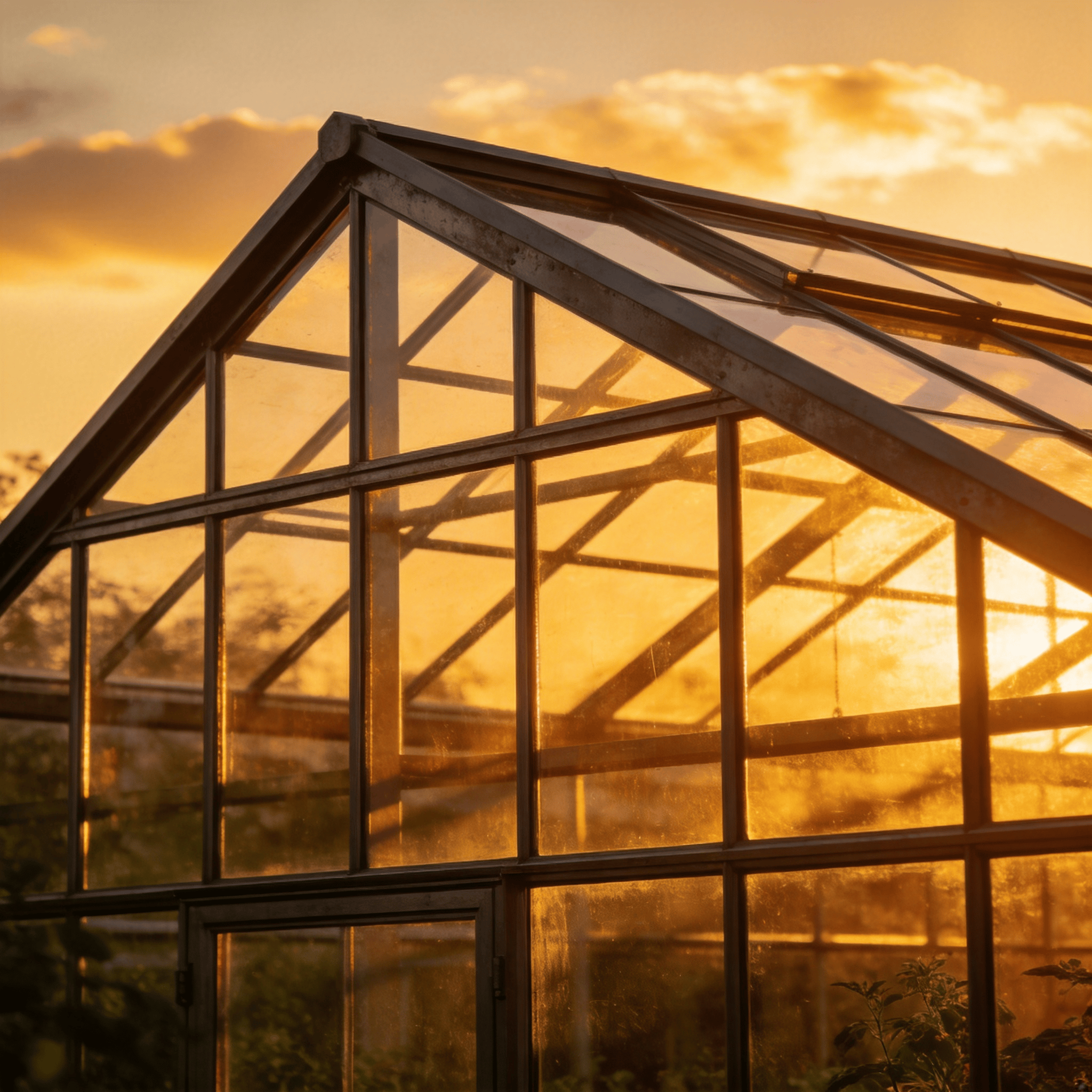 Greenhouse with Steel Frame — Golden Sunset