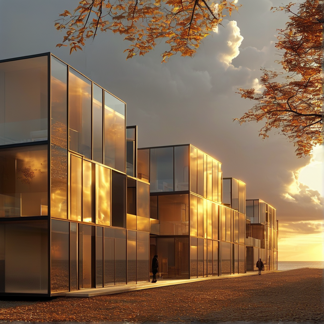 Glass Beachfront at Sunset