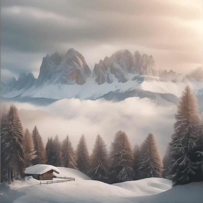 Serene Alpine Winter Scene