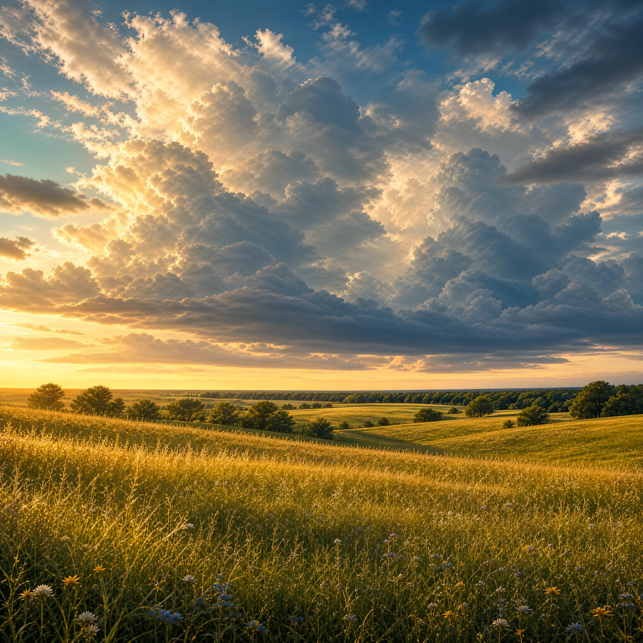 Sunset Over Golden Fields
