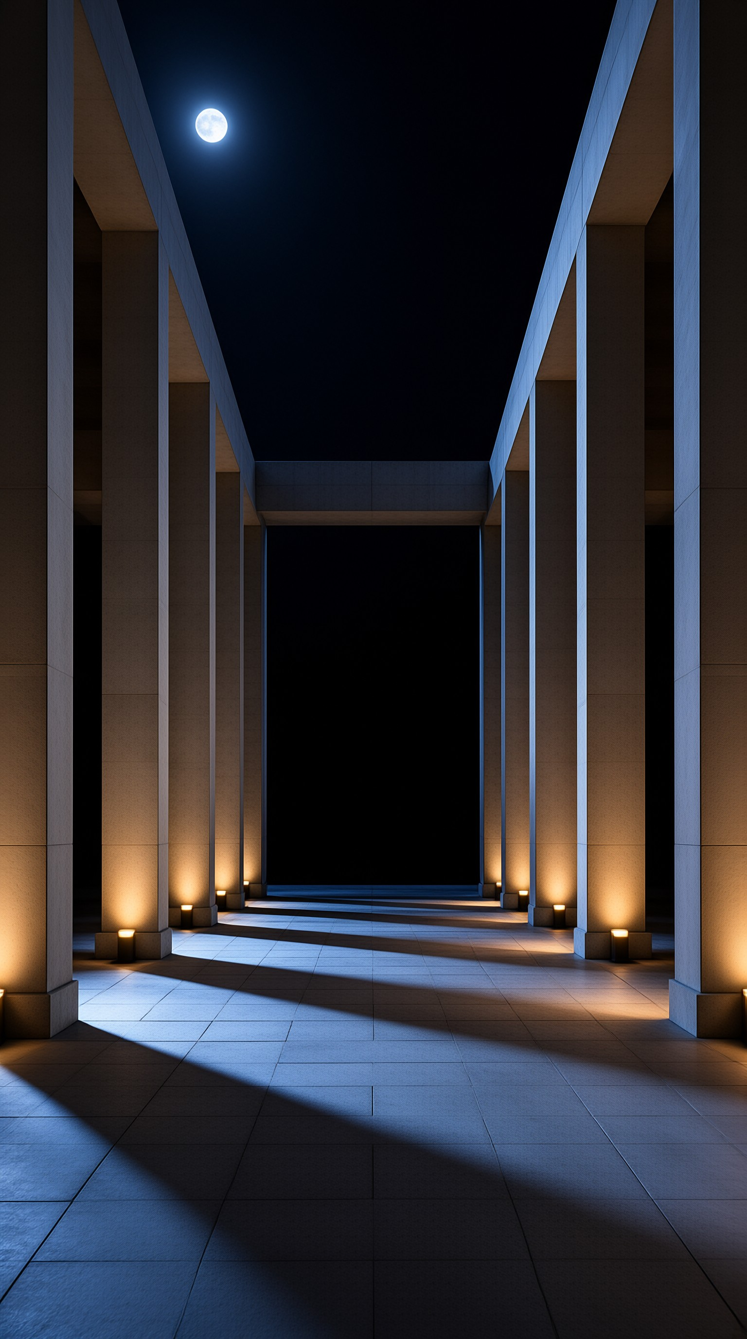 Moonlit Corridor at Night