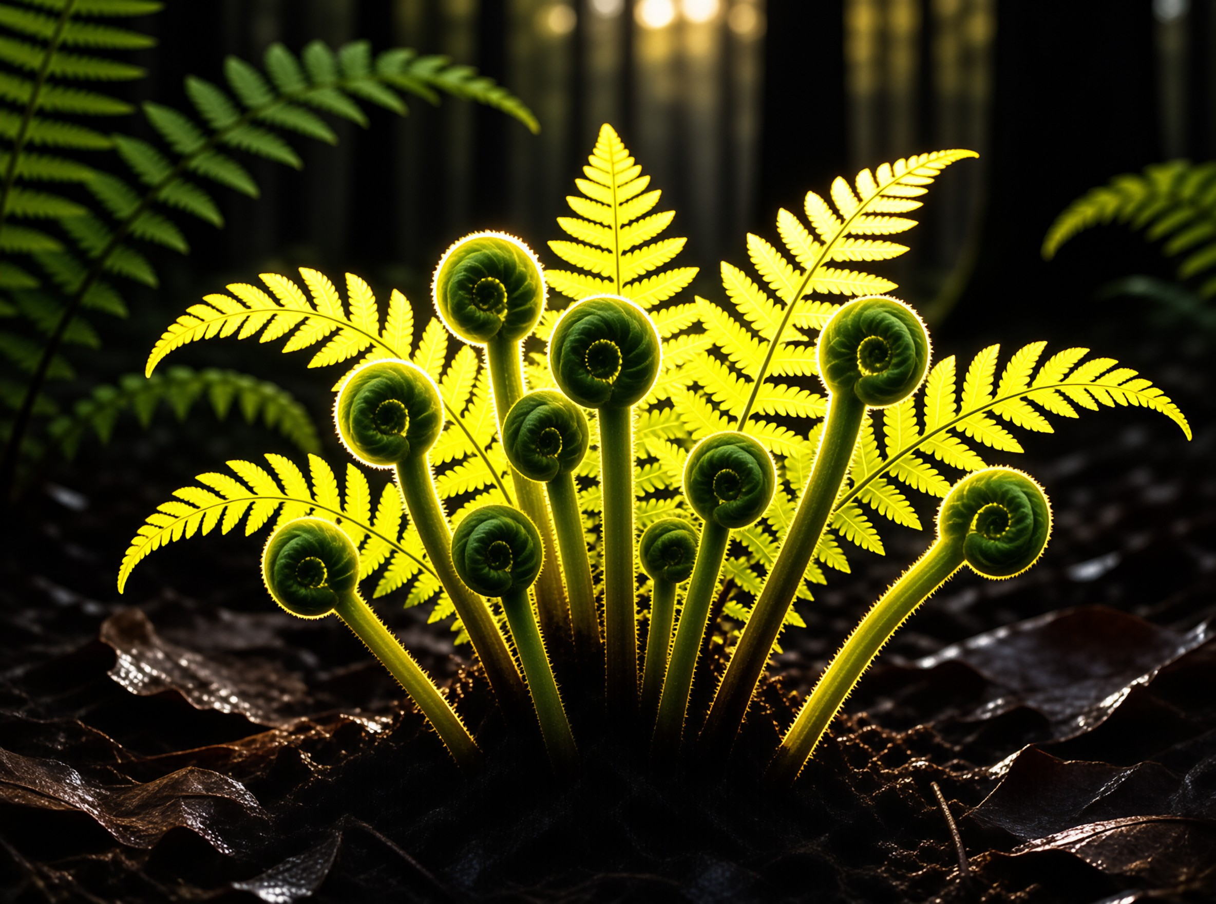 Glowing Fern Fiddleheads