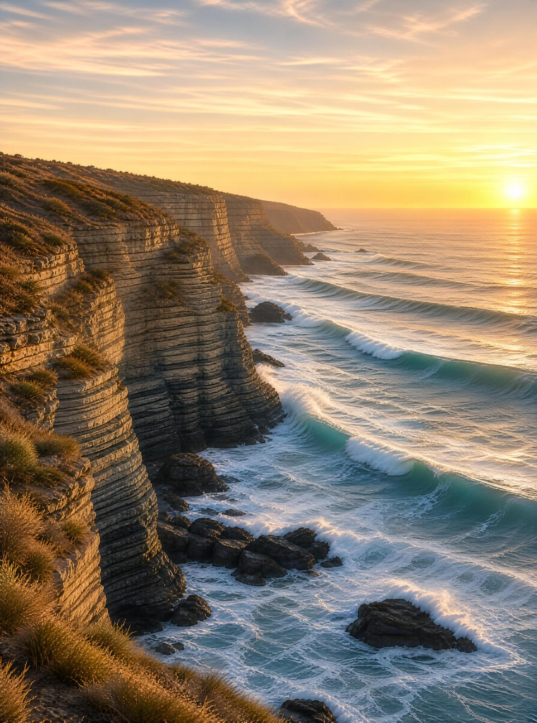 Coastal Cliffs at Sunset