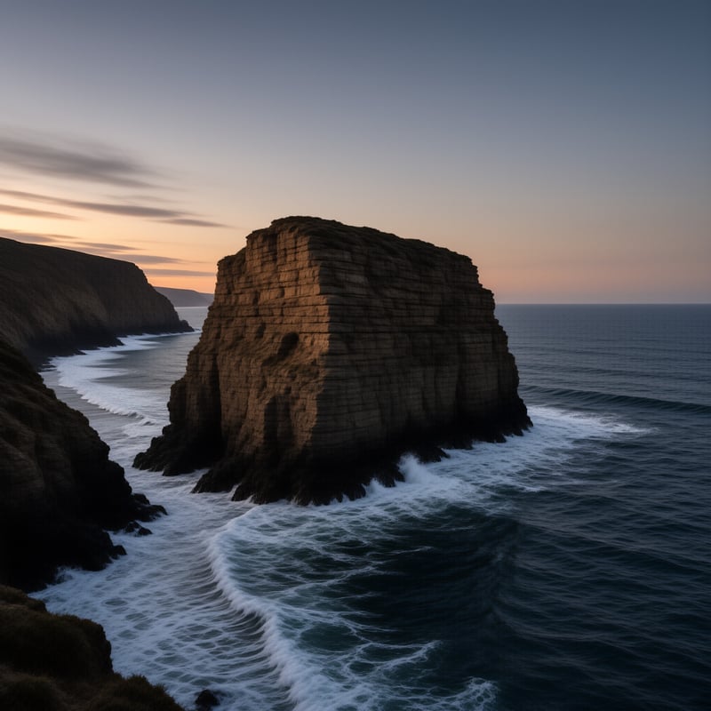 Coastal Rock at Sunset