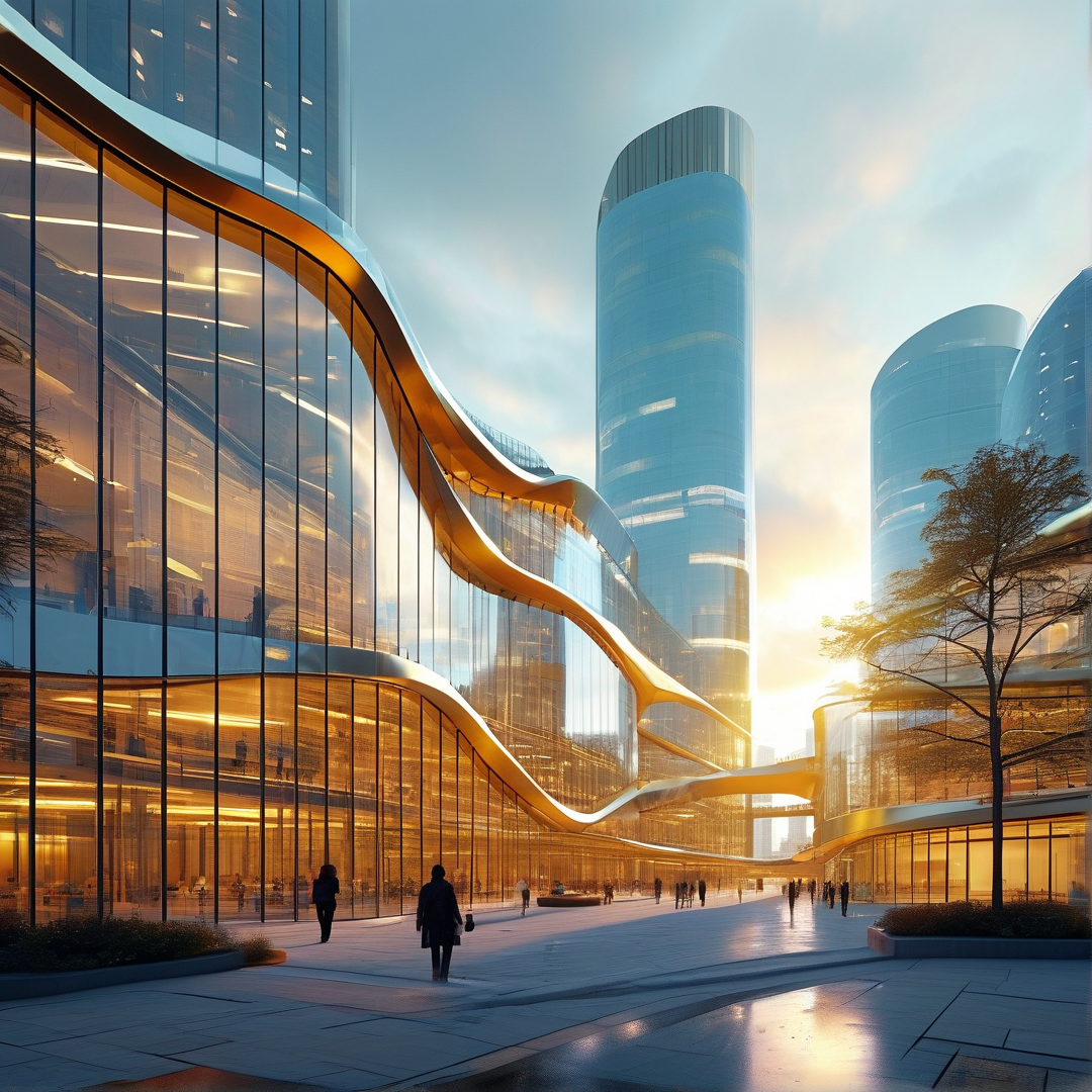 Future City Plaza at Sunset