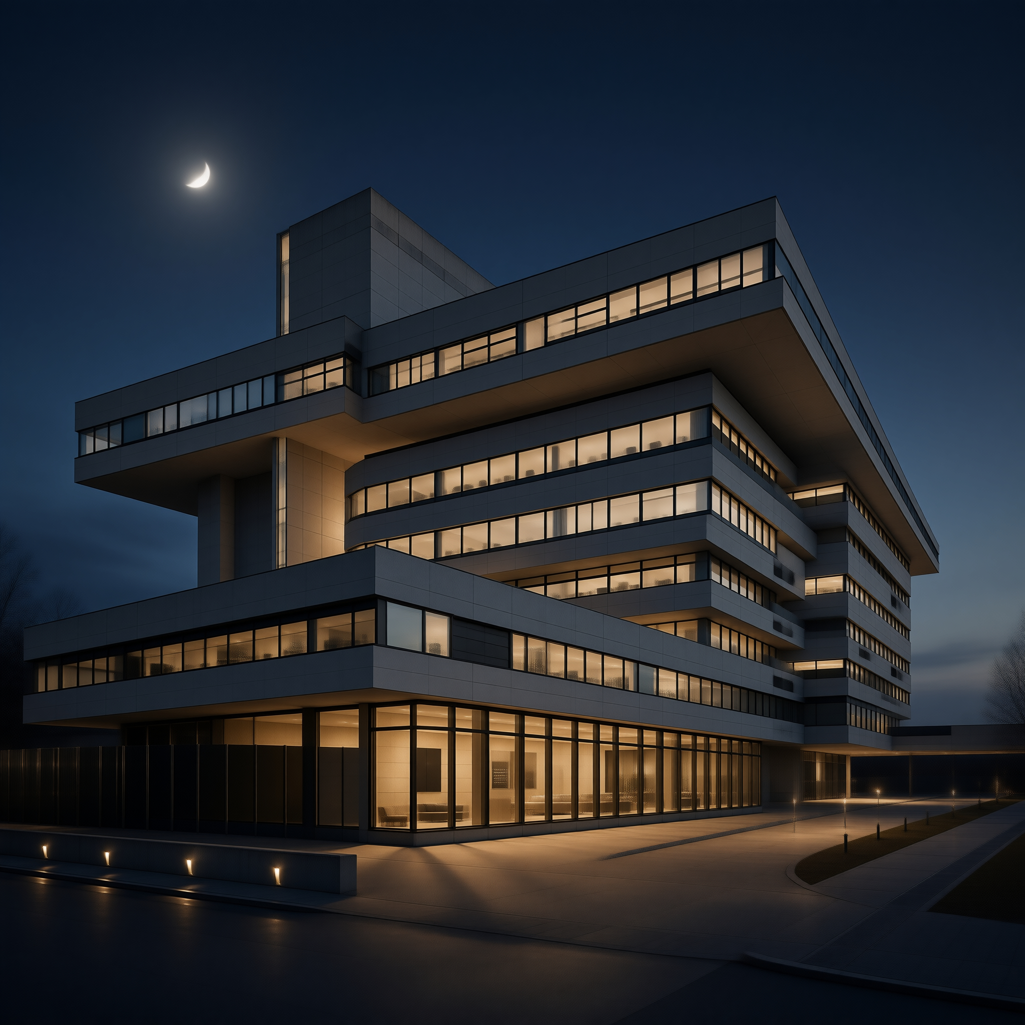 Modern Building at Night