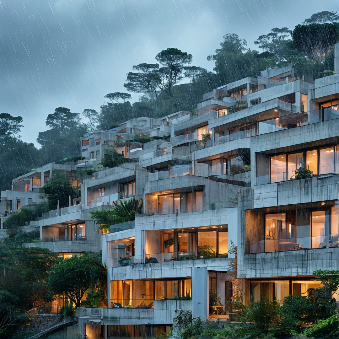 Hillside Homes in the Rain
