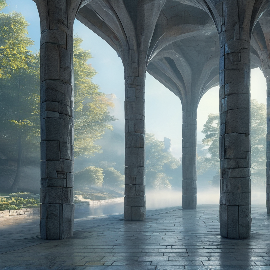 Misty Ancient Colonnade