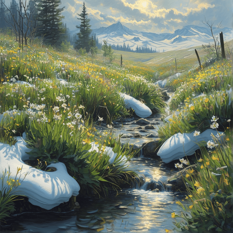 Spring Stream in Meadow