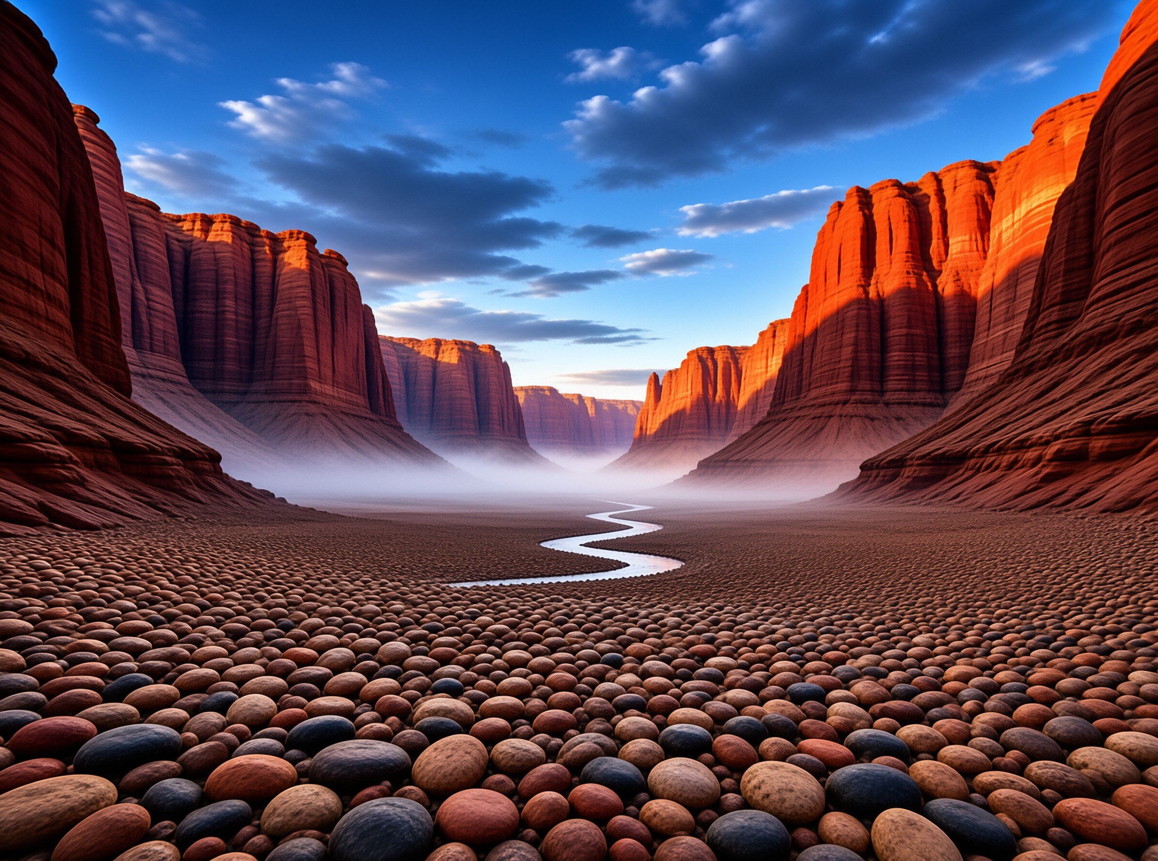 Misty Canyon with Pebble Bed