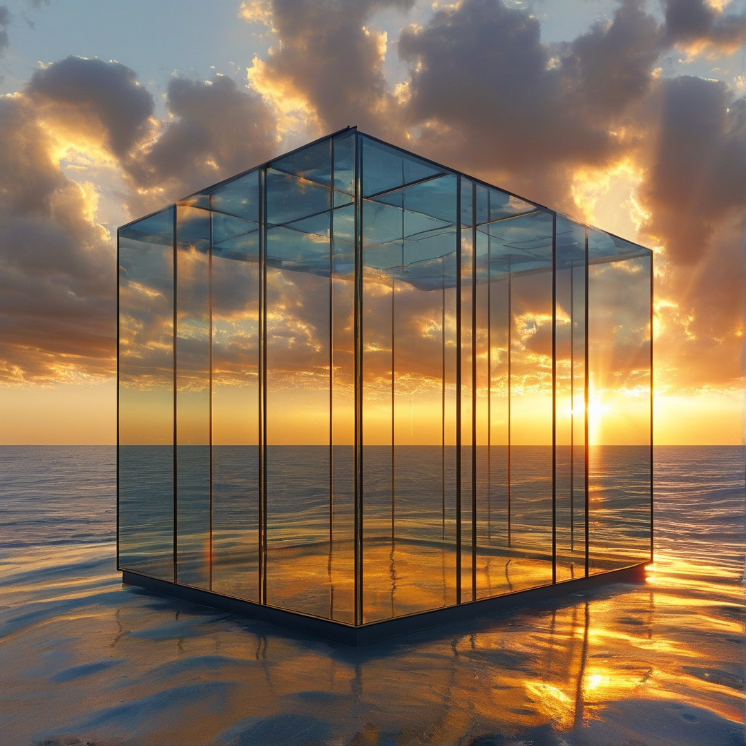 Glass Cube on Beach