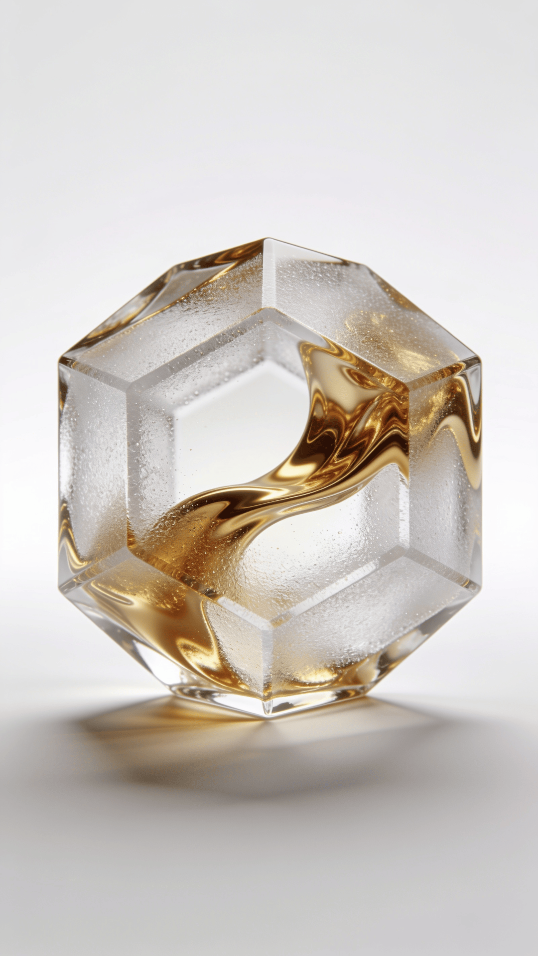 Frosted Glass, Liquid Gold Dodecahedron
