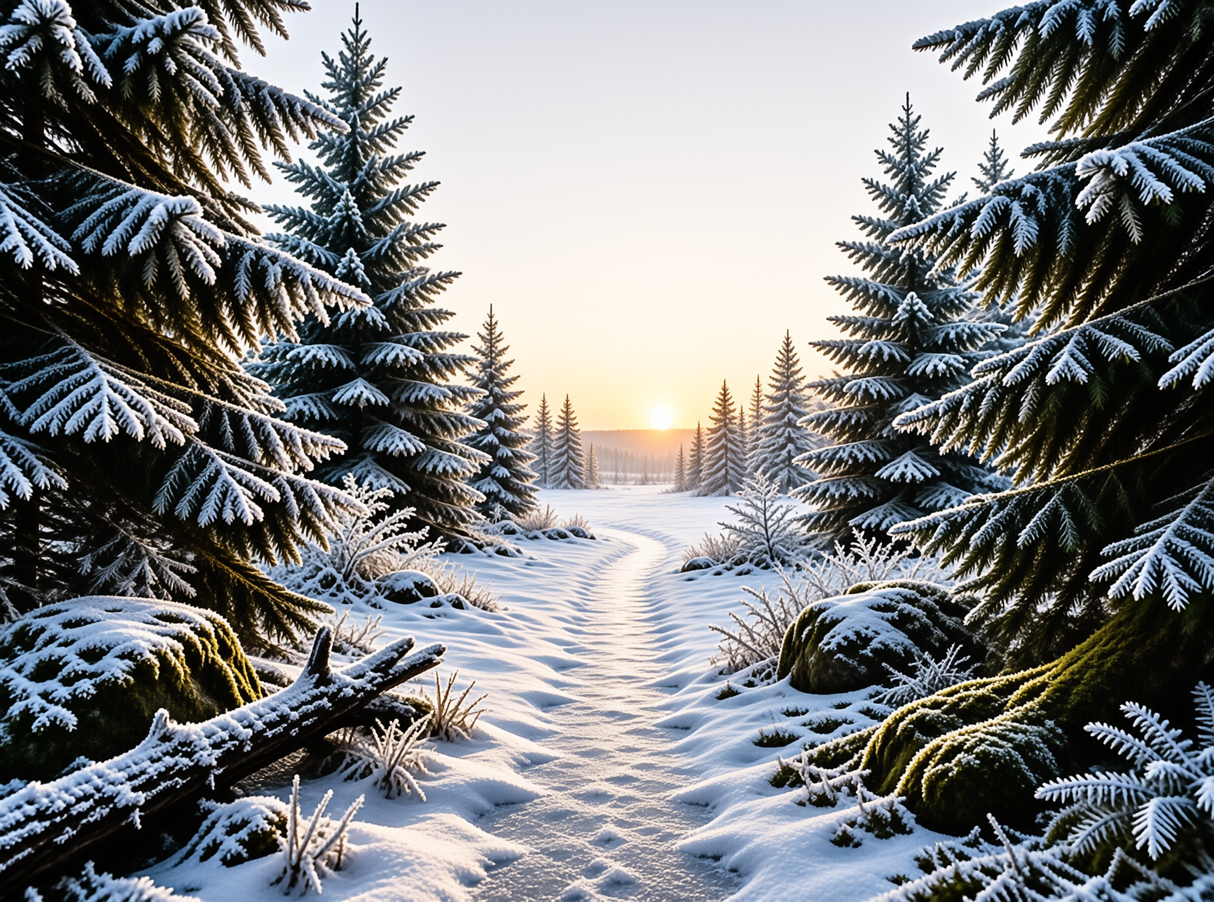 Snowbound Pine Forest Landscape