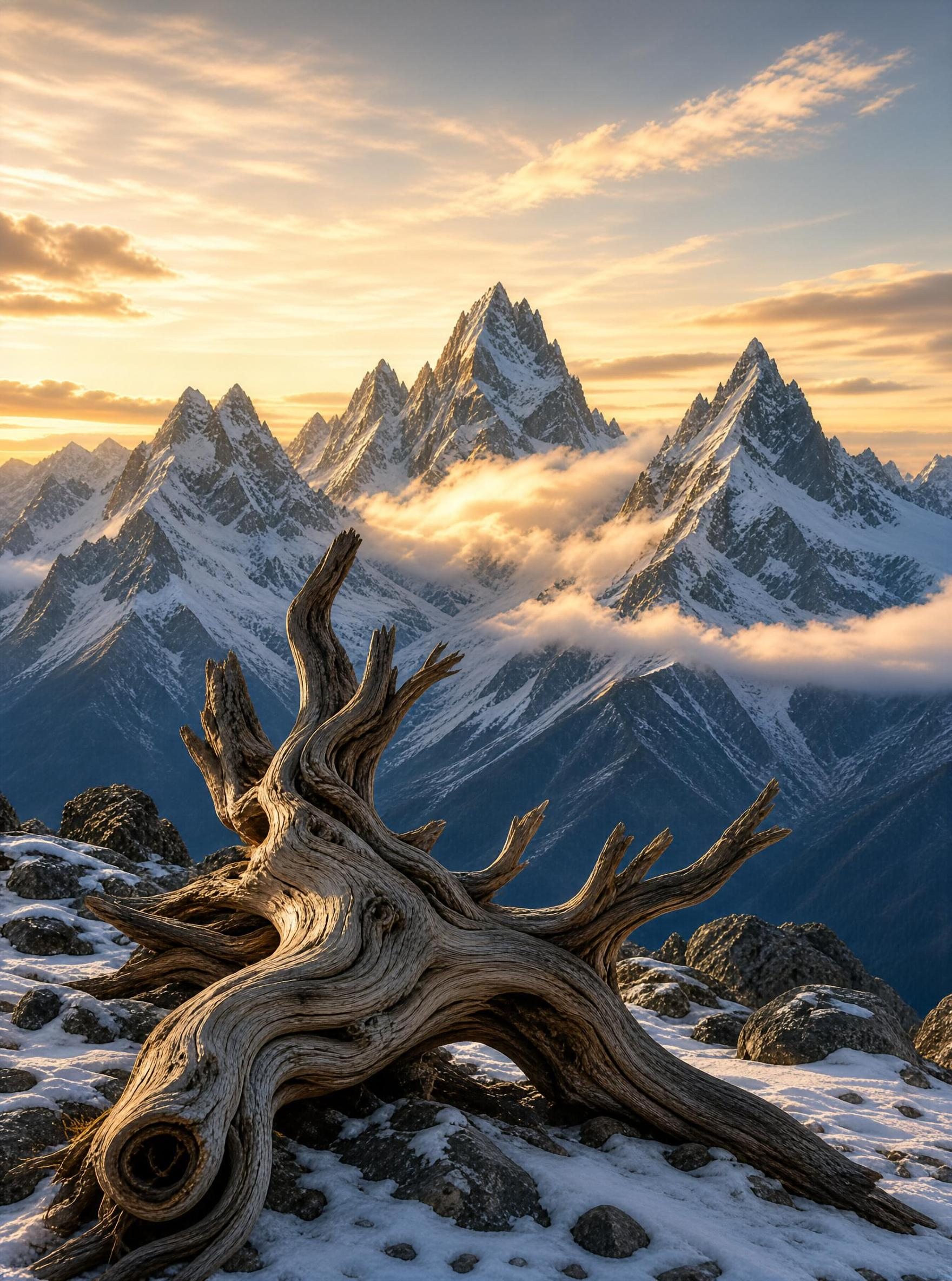 Majestic Mountain Landscape with Deadwood