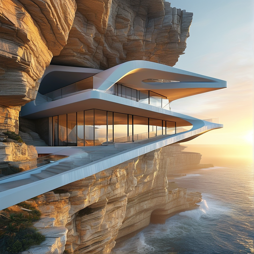 Sculptural Cliffside Sea Villa