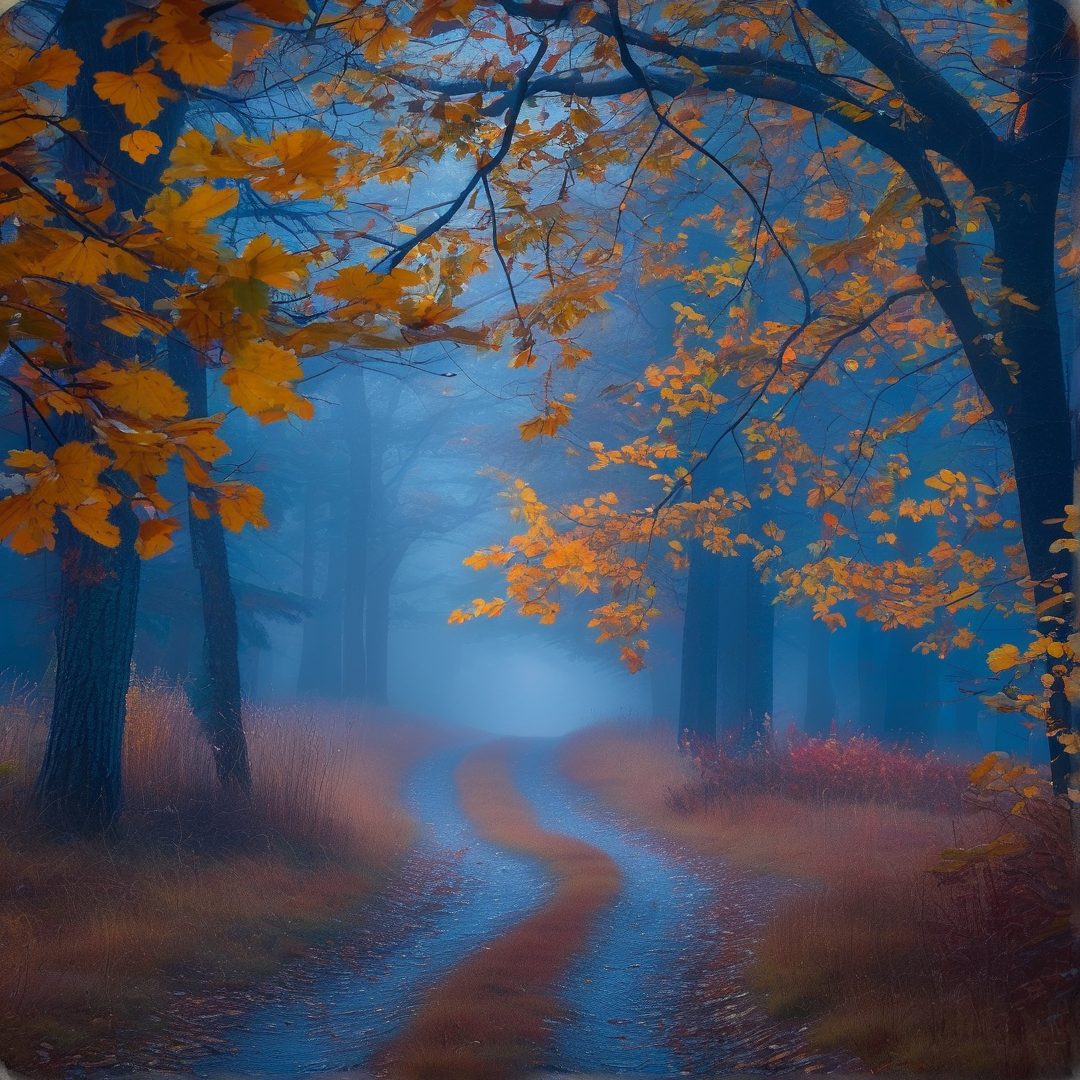Misty Autumn Forest Path