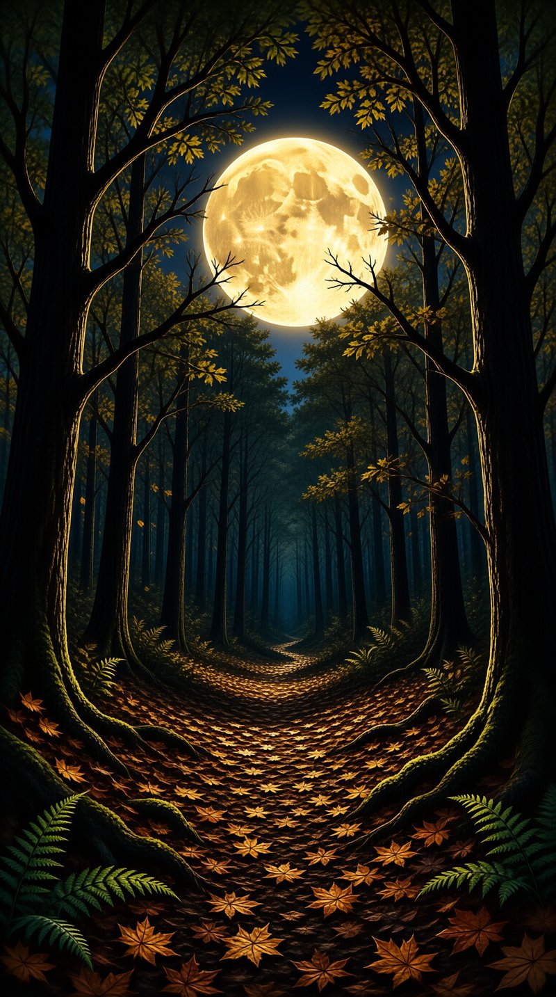 Moonlit Forest Path