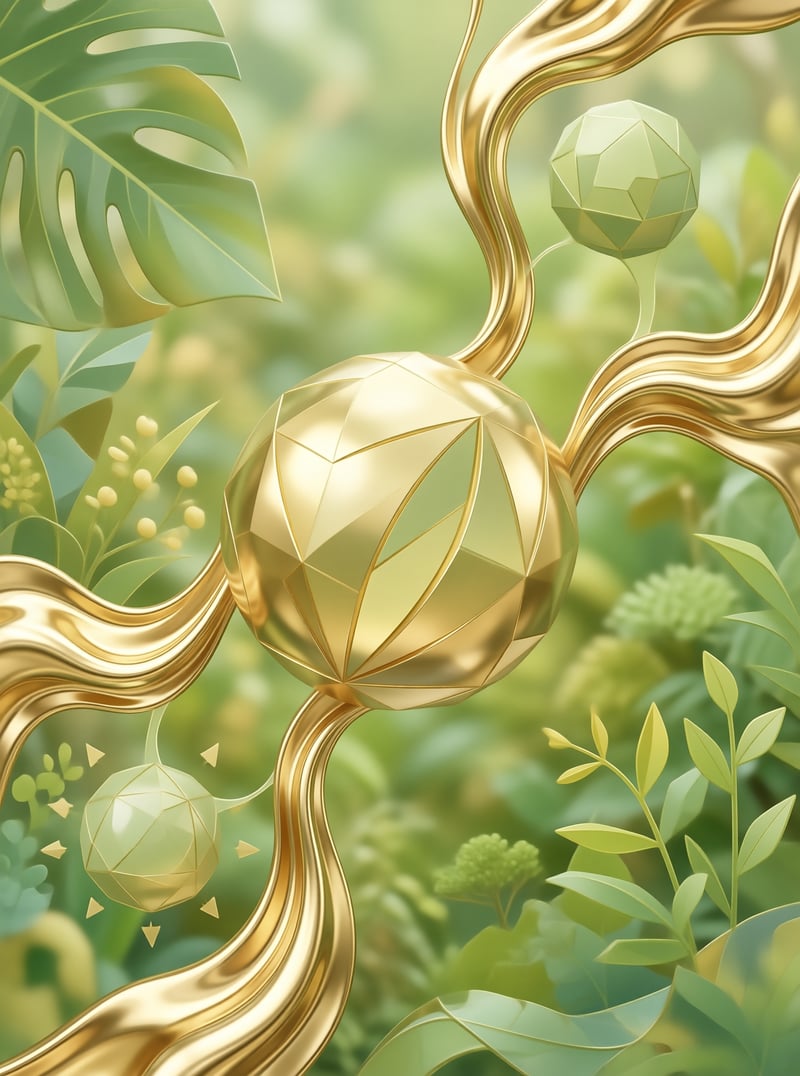 Golden Sphere in Greenery