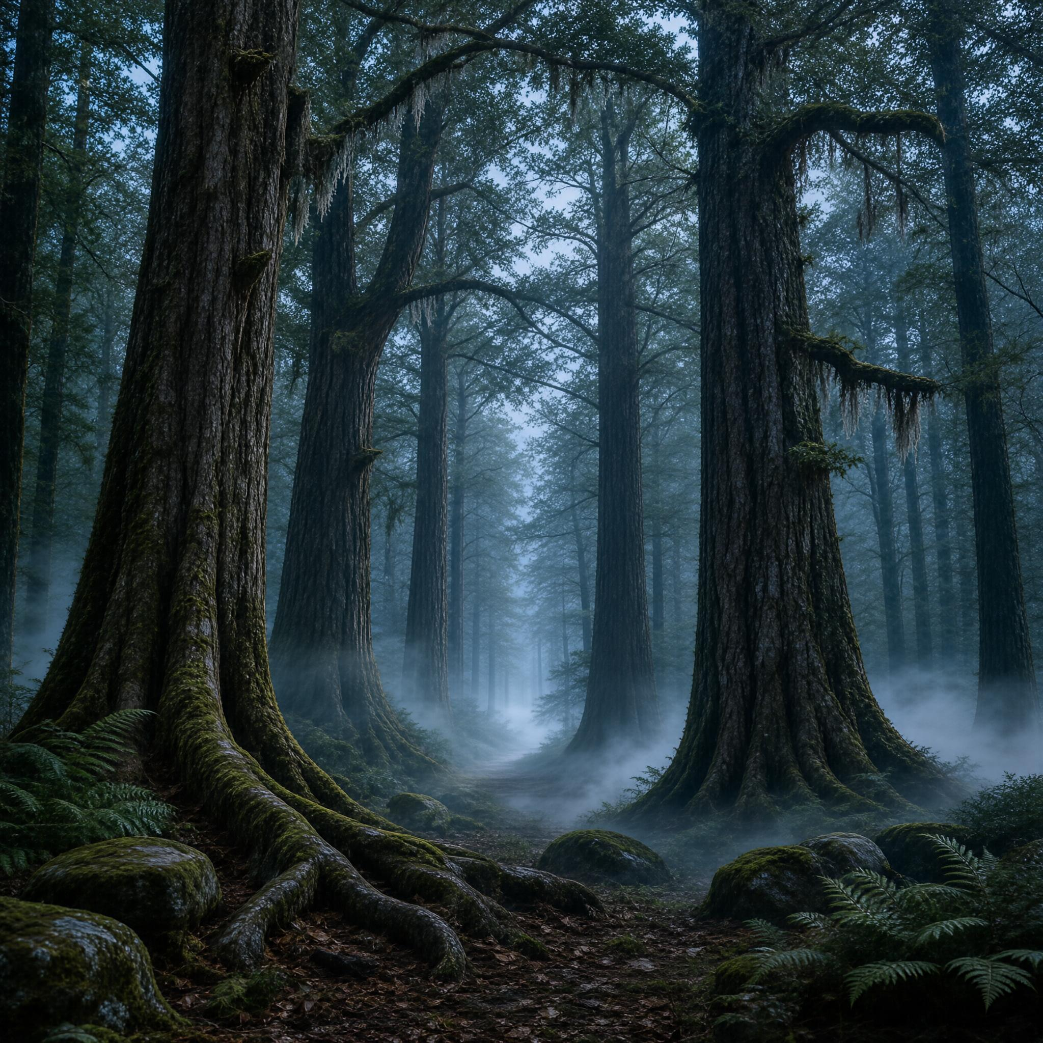 Misty Forest Scene