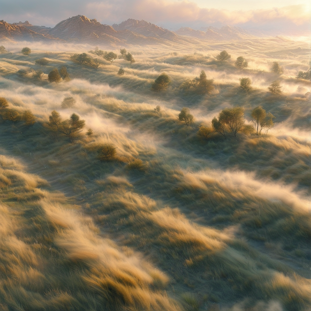 Sunlit Misty Valley