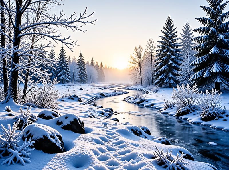 Winter River Sunrise