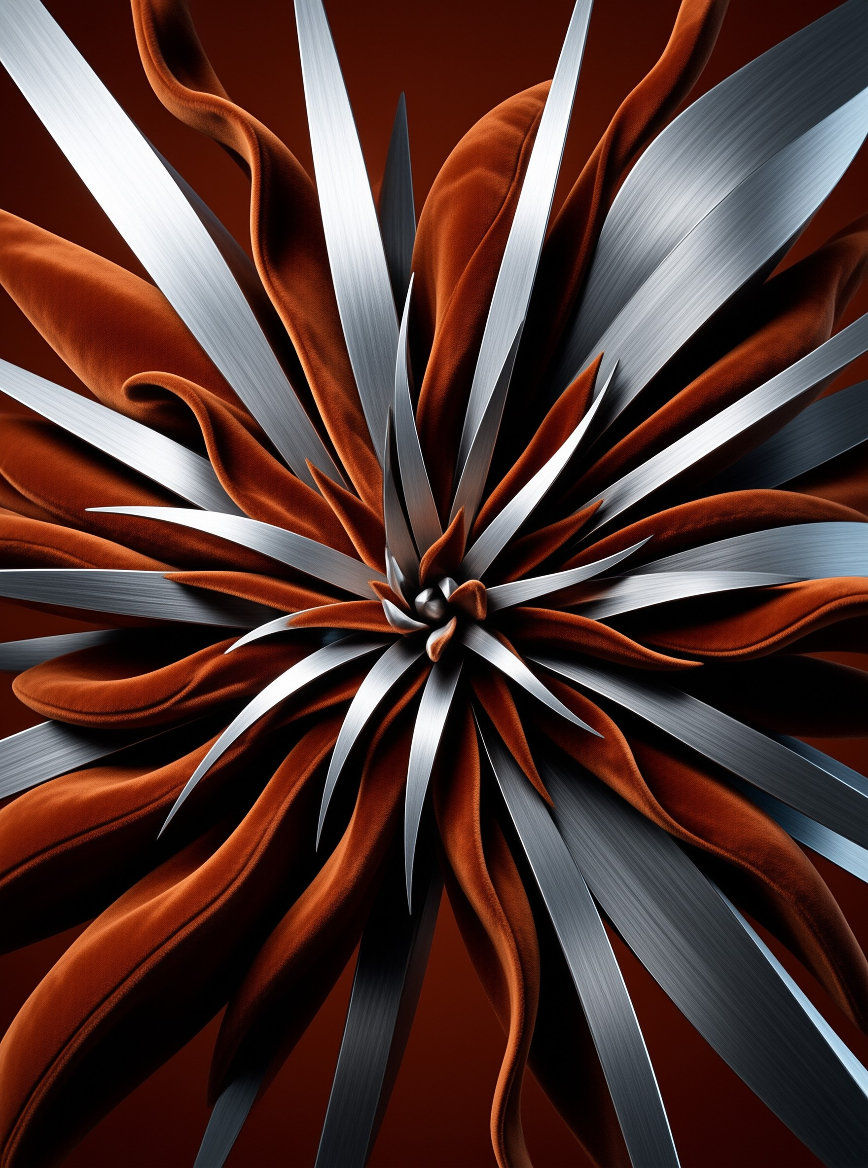 Silver Blade Velvet Flower