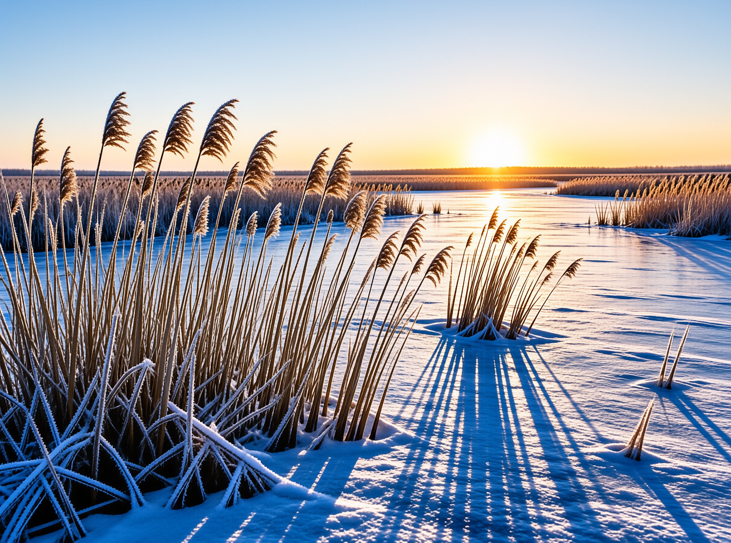Winter Reeds at Sunrise