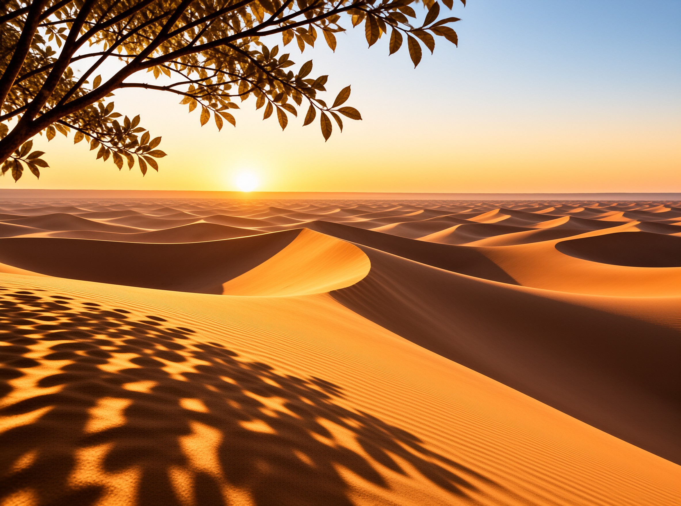 Golden Desert Dunes at Sunset