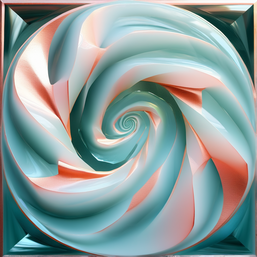 Glossy Teal and Peach Spiral