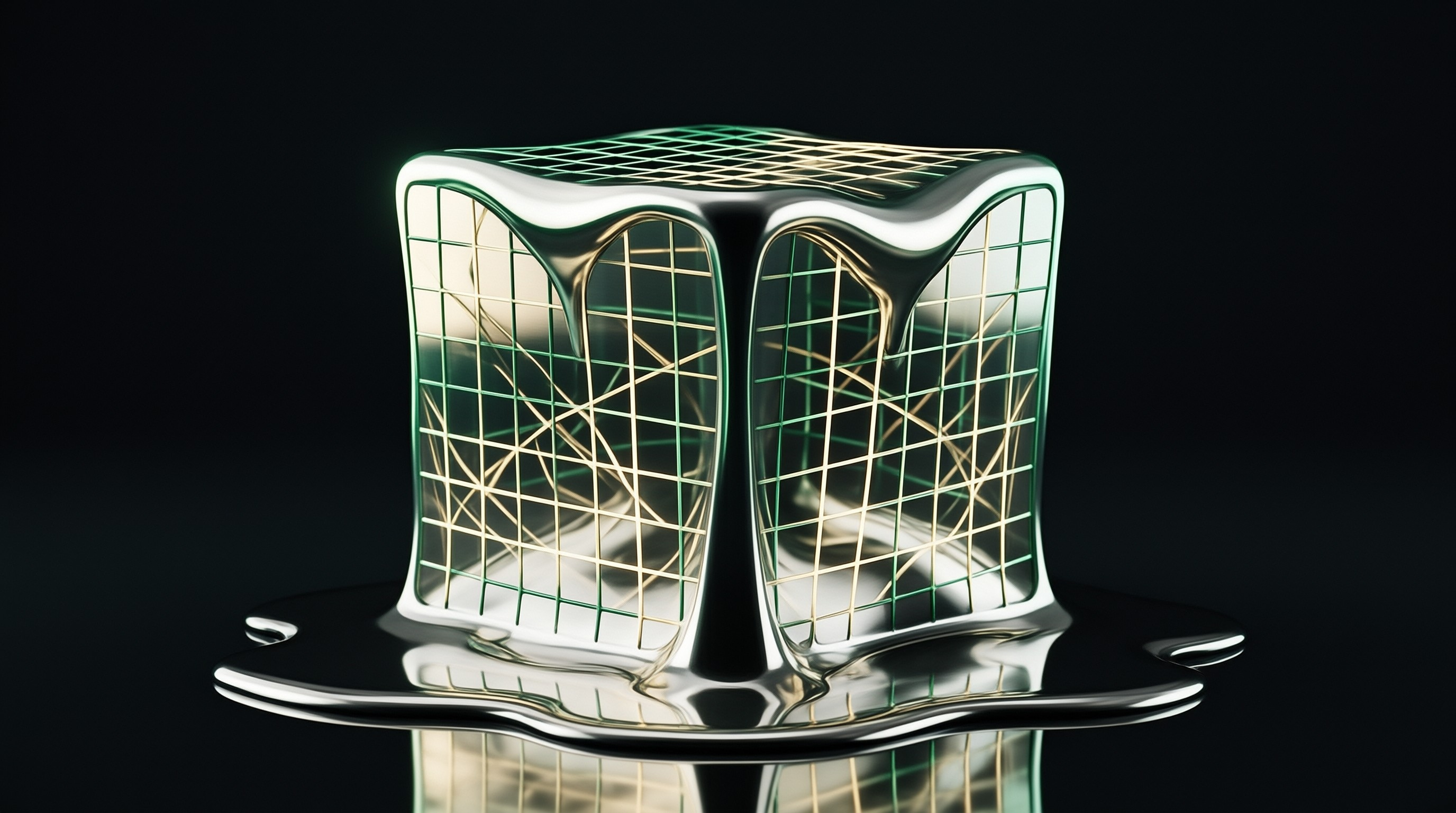 Abstract Melting Metallic Cube