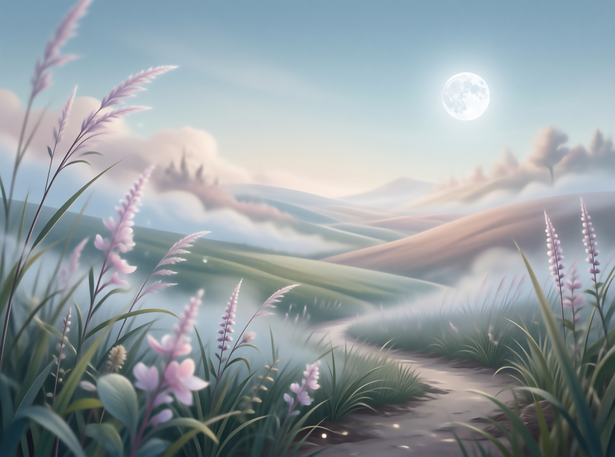 Dreamy Path Under the Moon