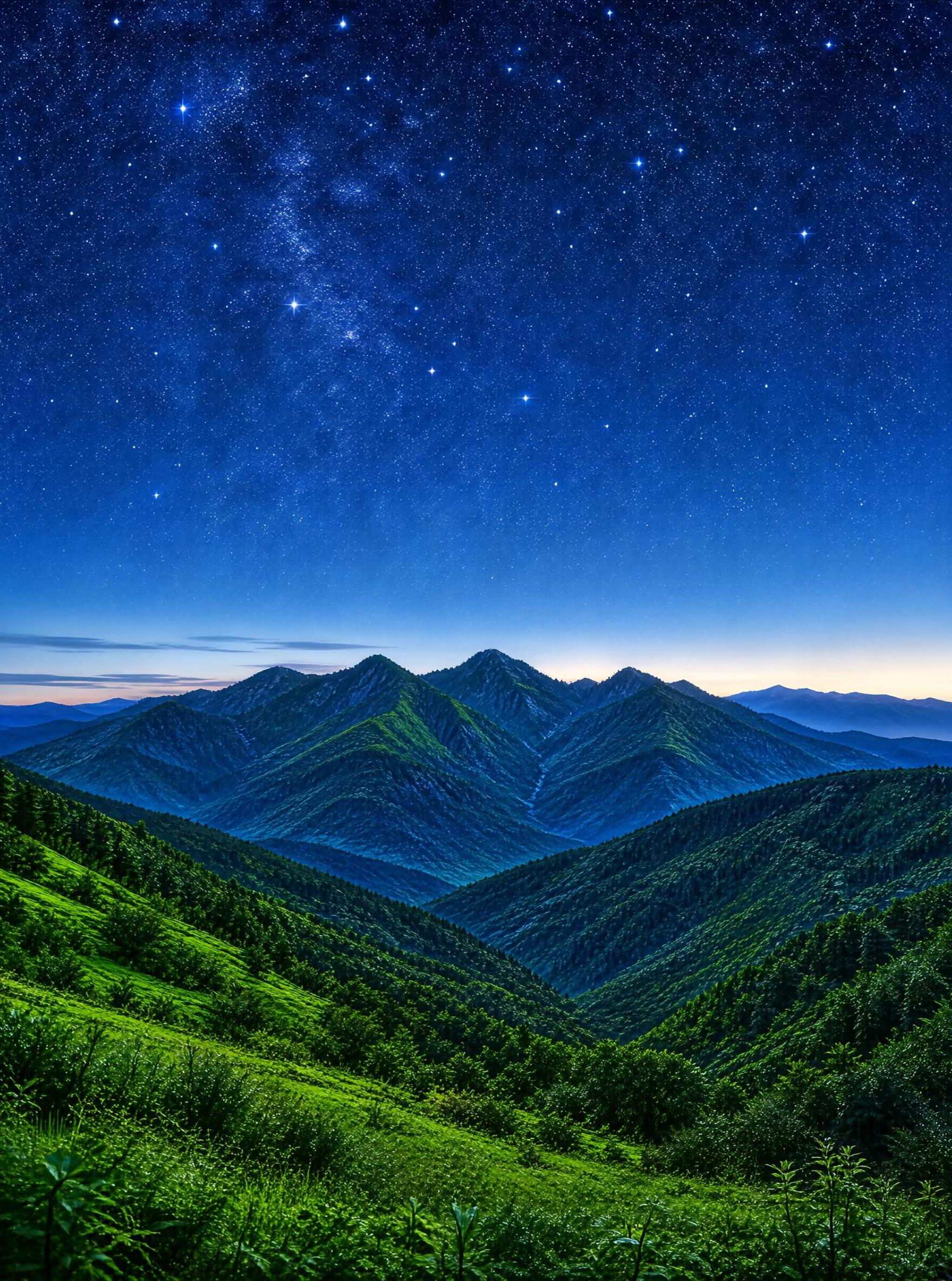 Night Sky Over Mountain Ranges