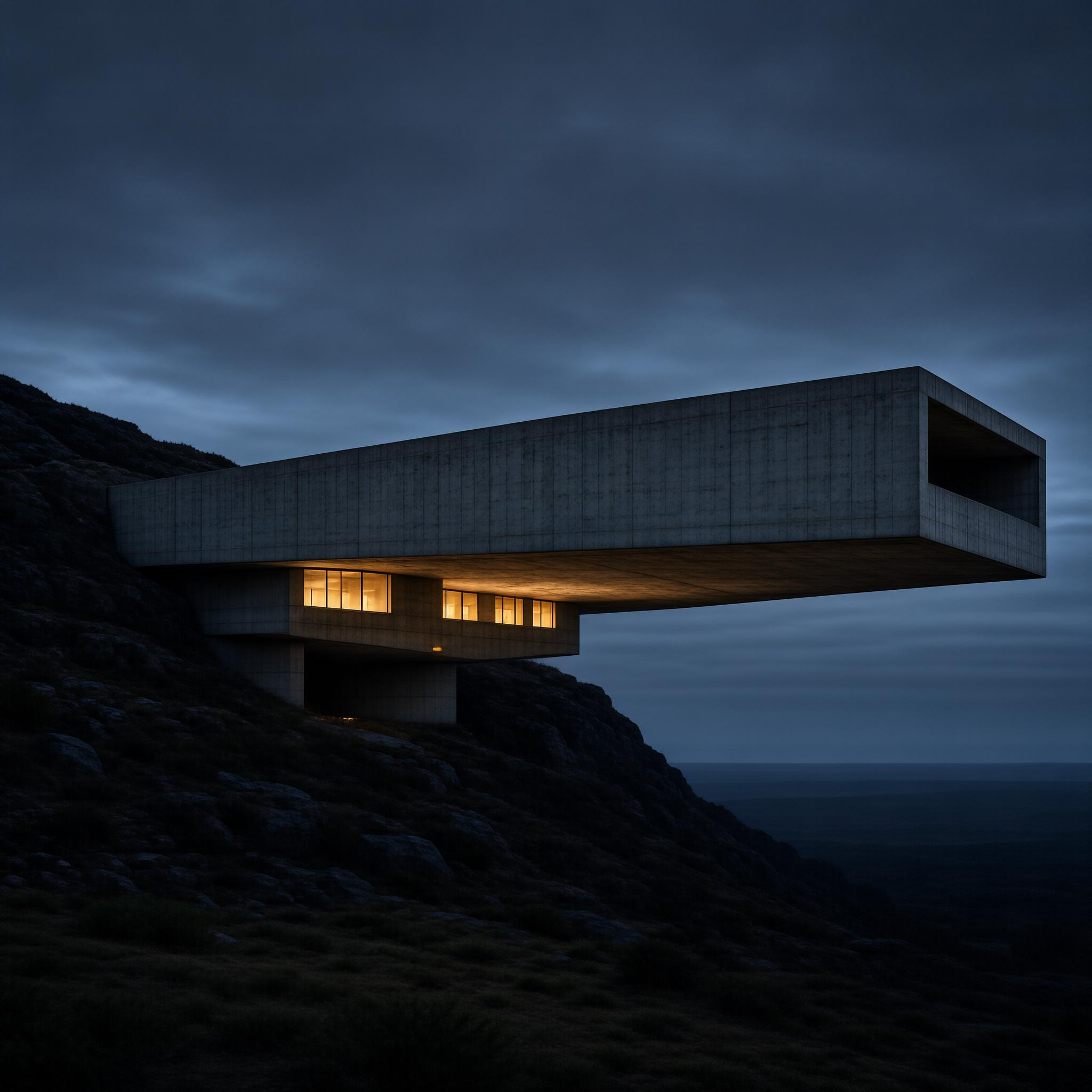 Modern Concrete House on Cliff