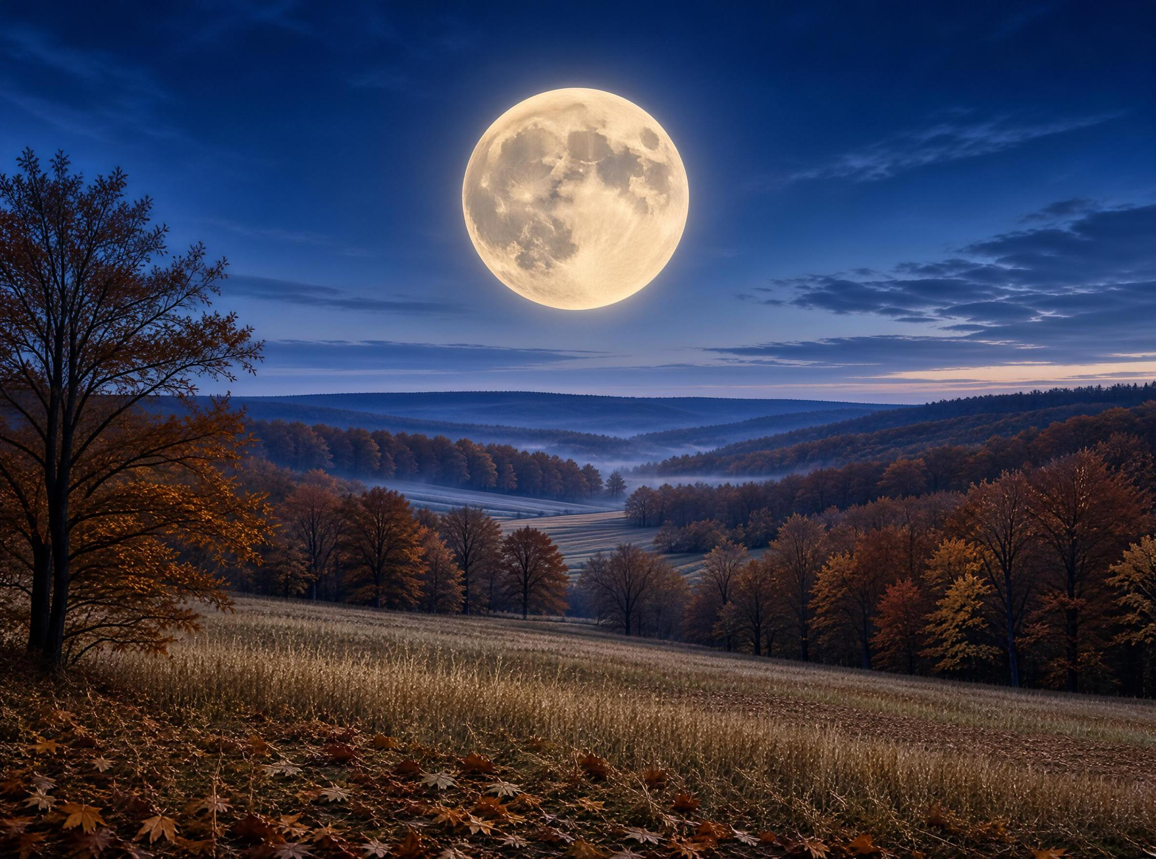 Full Moon Over Autumn Valley