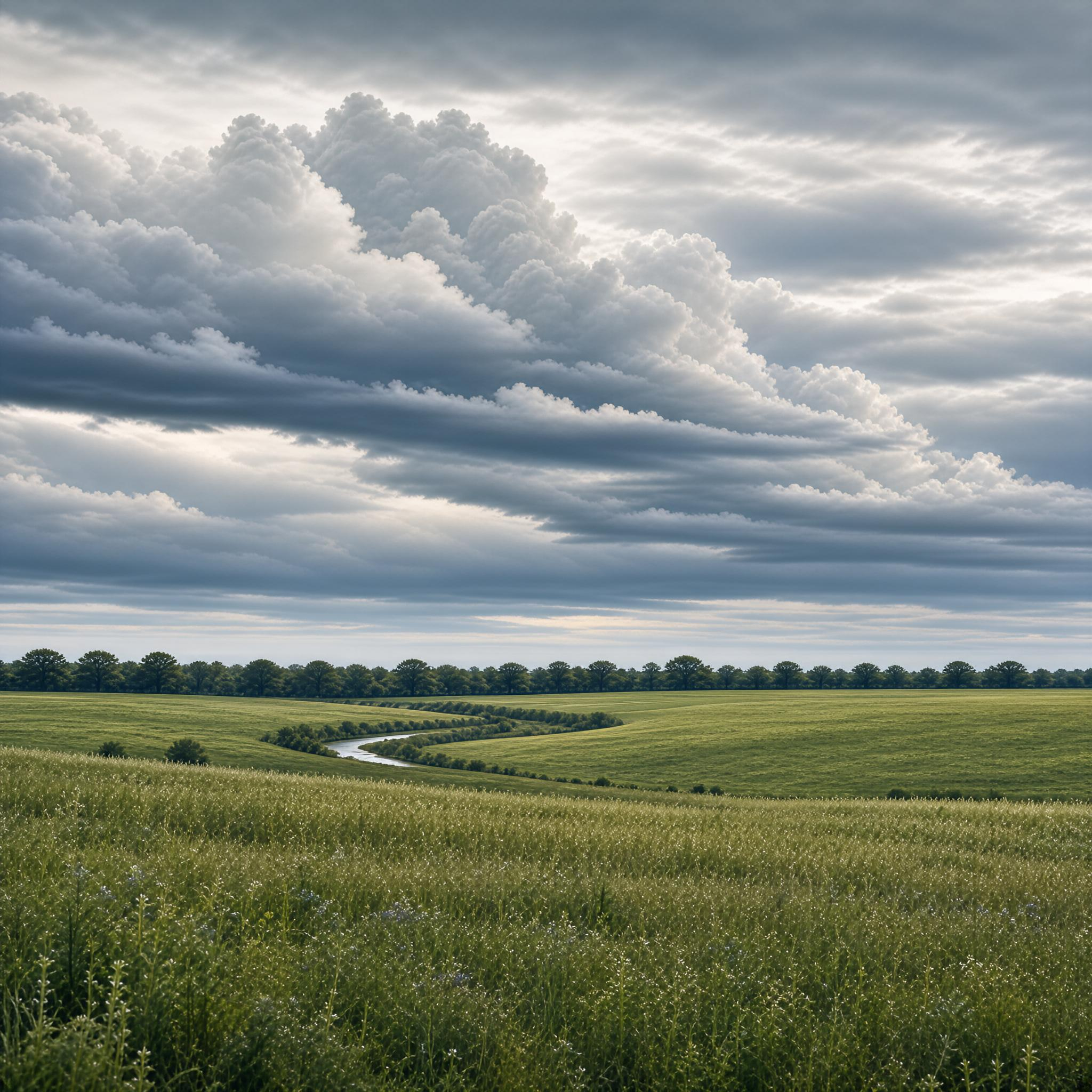 Storm Clouds Over Green Meadow