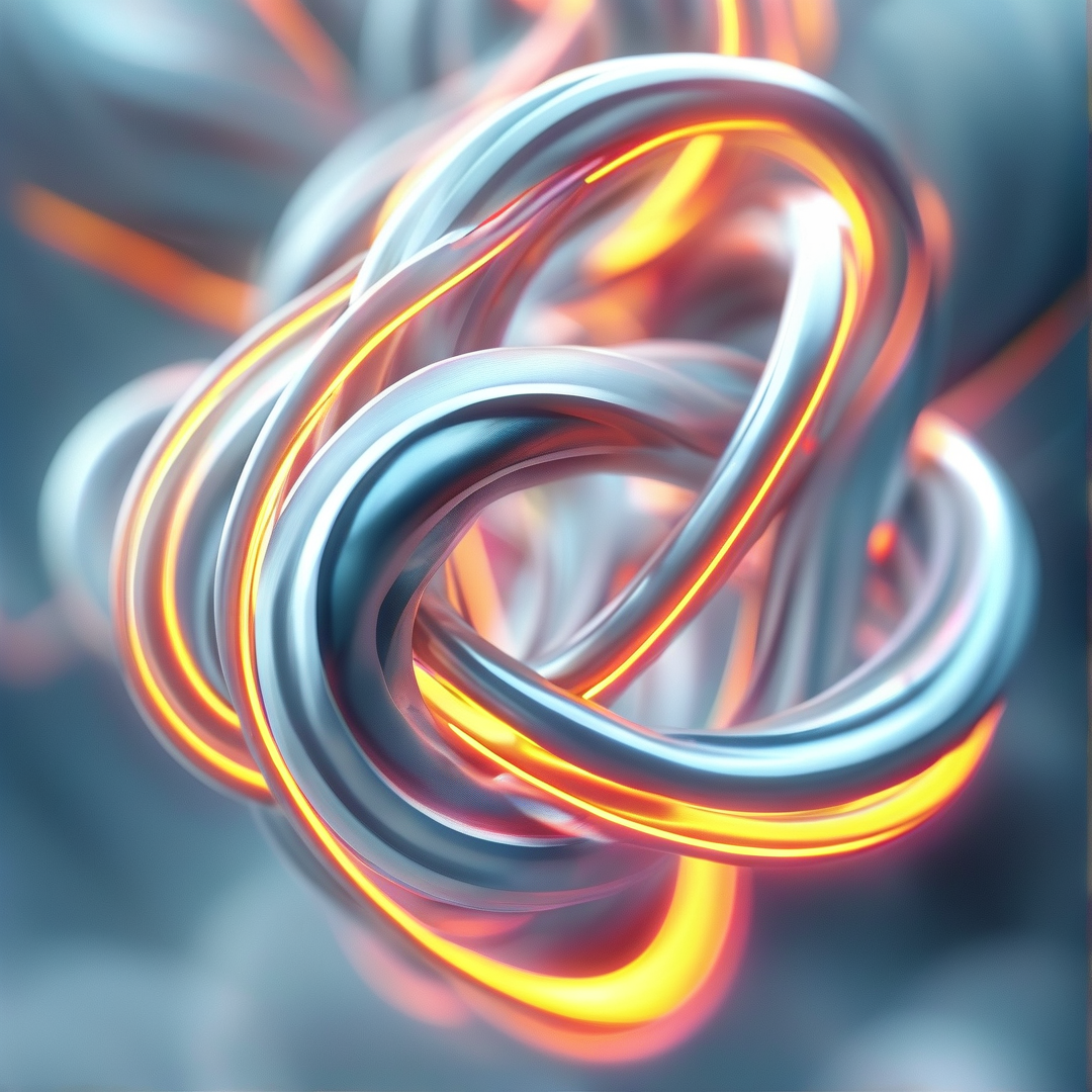 Chrome Ribbon Knot — Neon Glow Study