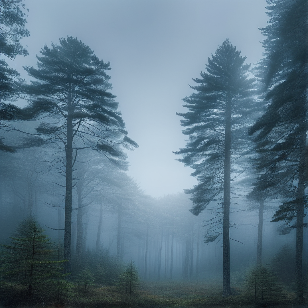 Misty Blue Pine Forest