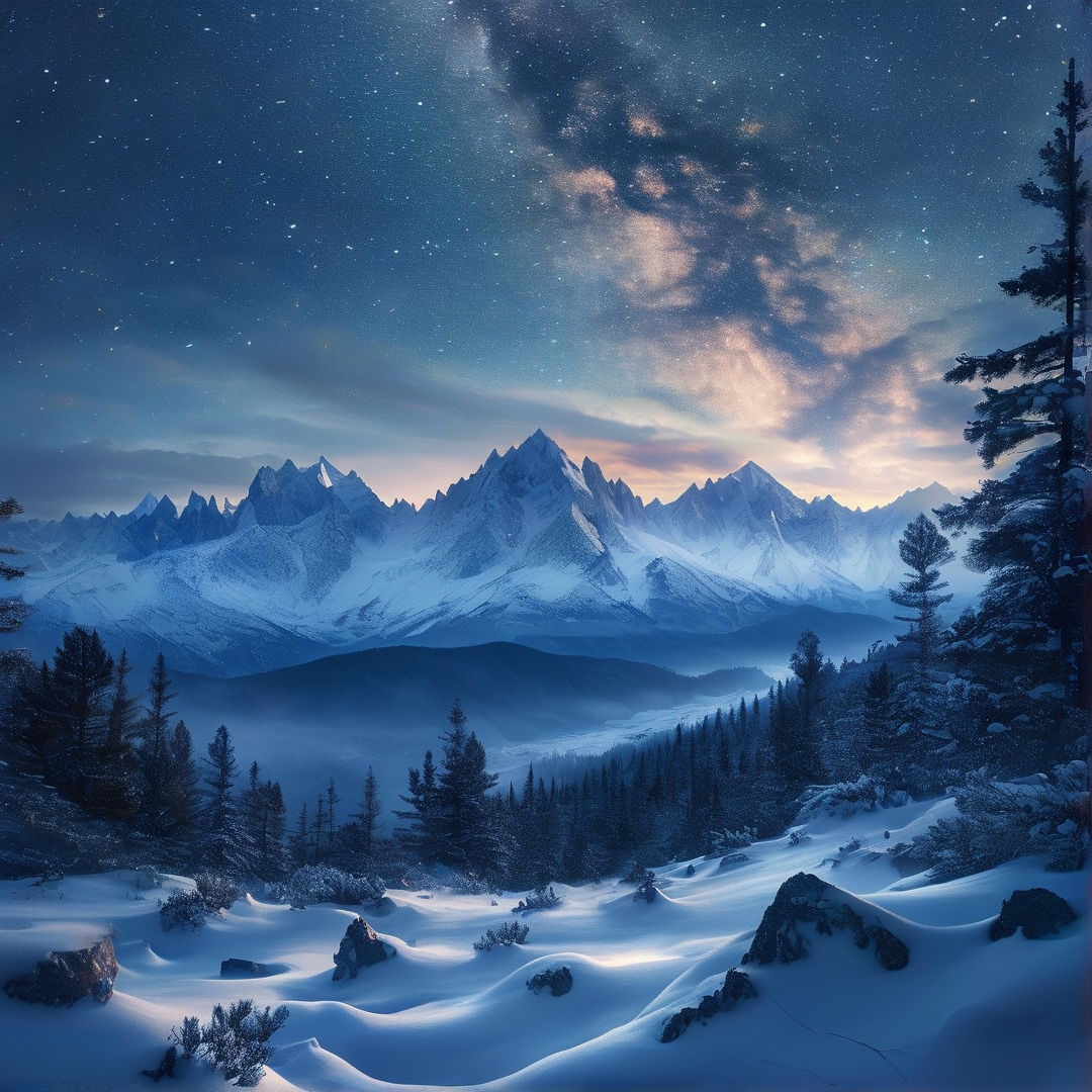 Winter Peak Under Stars