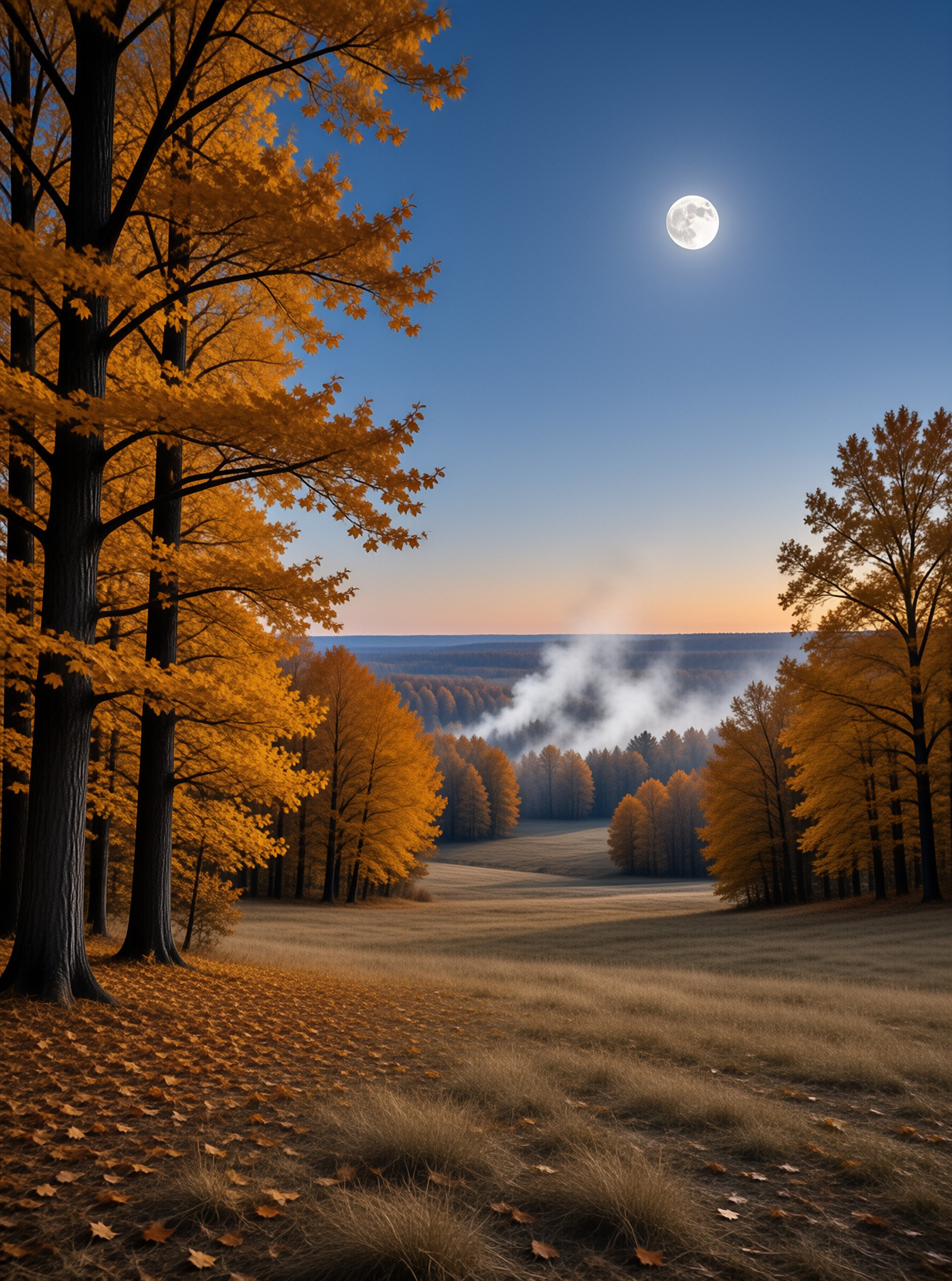 Autumn Moonlit Landscape