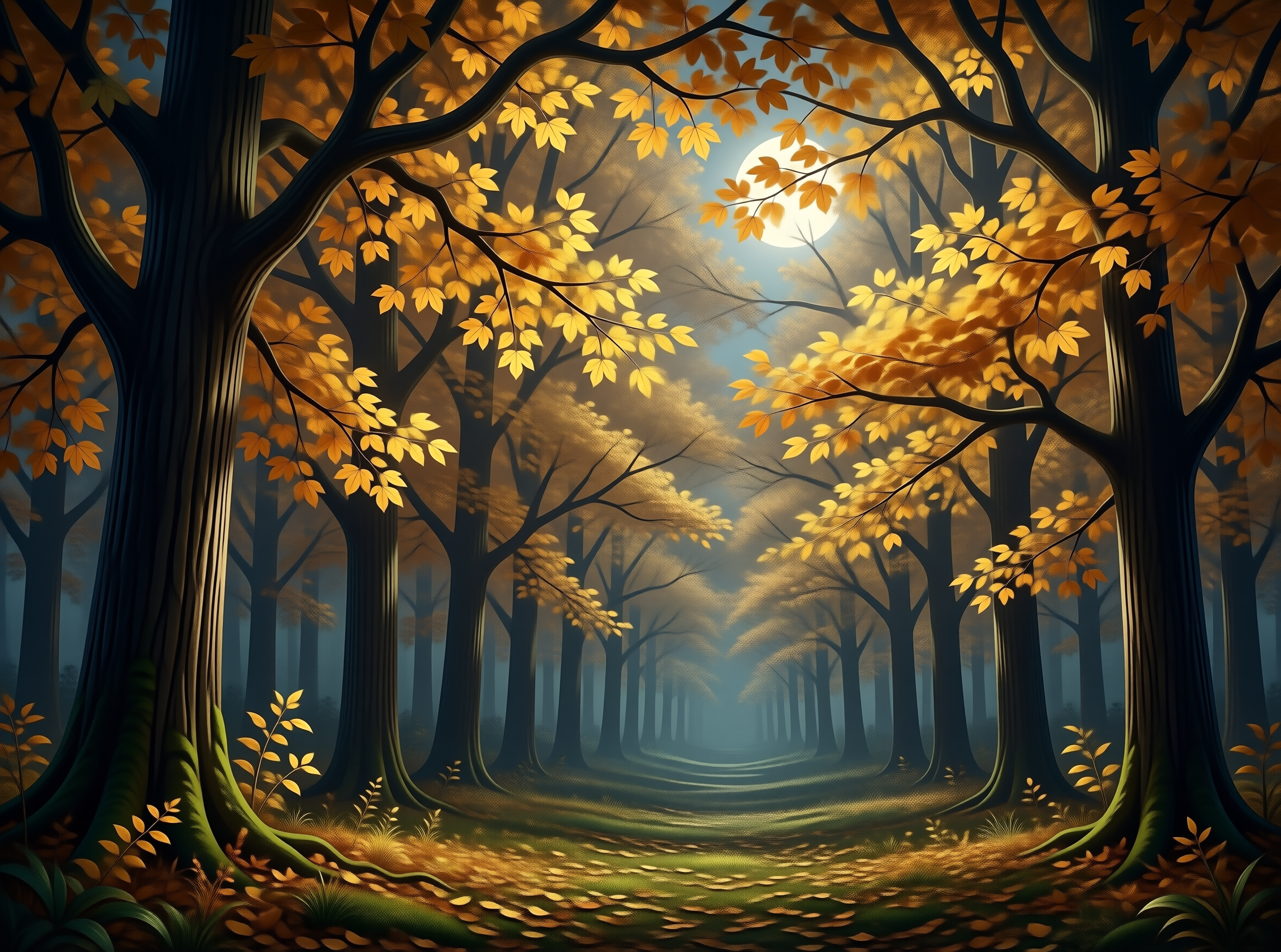 Misty Autumn Forest Path